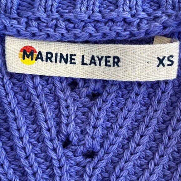 Marine Layer Ezra Chunky Shaker Knit Sweater Periwinkle Beach Slouchy Coastal-XS - Picture 10 of 13